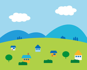 村の風景のイラスト素材 © 桃子 武内