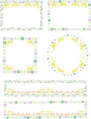 手描きミモザ　水彩モザイクフレームセット