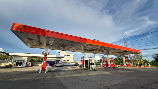 Chonburi, 13 August 2020 : CALTEX gas station in Chonburi Satthahip district, Chonburi province, Thailand. CALTEX is largest oil company in Thailand
