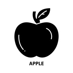 apple icon, black vector sign with editable strokes, concept illustration