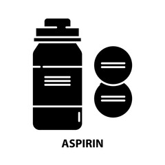 aspirin icon, black vector sign with editable strokes, concept illustration