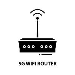 5g wifi router icon, black vector sign with editable strokes, concept illustration