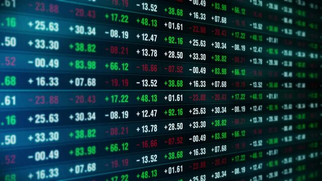 Financial stock market numbers. Business success and growth concept. Abstract economy data on screen display. Loop animation.