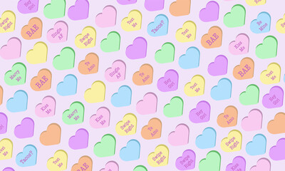 Candy Hearts Pattern Background for Valentines Day