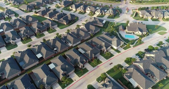 Aerial flight over neighborhood in Keller Texas.