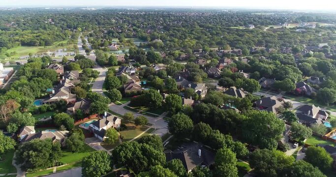 Aerial flight over Southlake Texas