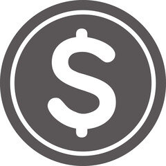 ドル（硬貨）のシンプルなアイコン（黒色）
