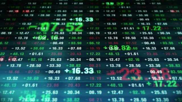 Financial stock market numbers. Business success and growth concept. Abstract economy data on screen display. Loop animation.