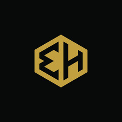 Initial letter EH hexagon logo design vector