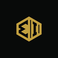 Initial letter EI hexagon logo design vector