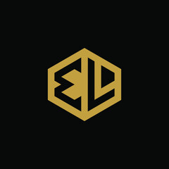 Initial letter EL hexagon logo design vector