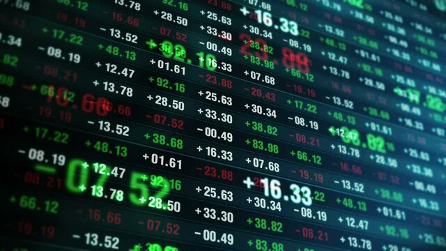 Financial stock market numbers. Business success and growth concept. Abstract economy data on screen display. Loop animation.