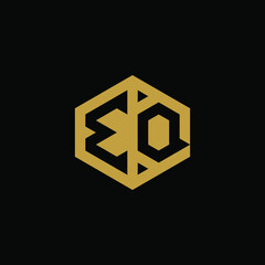 Initial letter EQ hexagon logo design vector