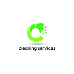 c initial letter combine with broom for cleaning service, house maintenance, repair, housecleaning, logo vector template concept