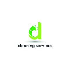 d initial letter combine with broom for cleaning service, house maintenance, repair, housecleaning, logo vector template concept