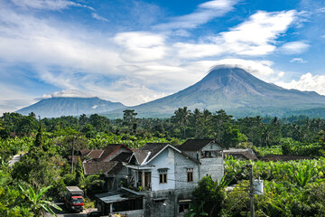 Mount Merapi is the most active volcano in Central Java and Yogyakarta, Indonesia Lenticular clouds