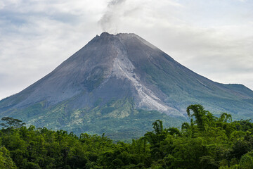 Mount Merapi is the most active volcano in Central Java and Yogyakarta, Indonesia	