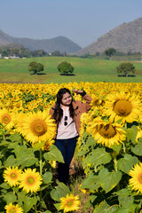 girl in a field of sunflowers