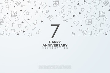 7th Anniversary with small illustrated backgrounds.