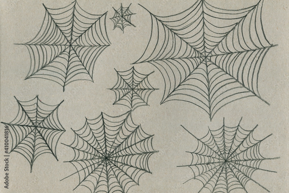 Poster hand-drawn with a simple pencil on a gray cardboard web of different sizes. imitation of a child's d