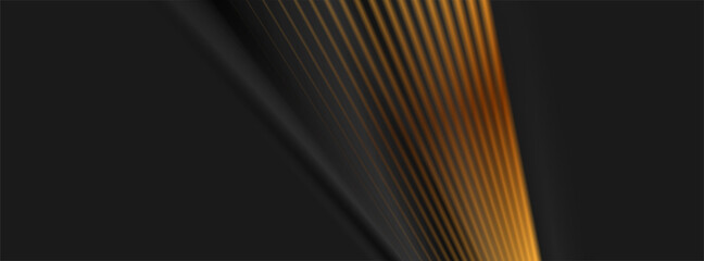 Abstract vector background with black smooth stripes and bronze lines