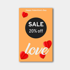 Happy Valentine's Day vertical banners, Sale posters, cards or flyers