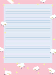 Pink heart with white sheep printable planner, organizer. hand-drawn notes, to-do, and to-buy list.