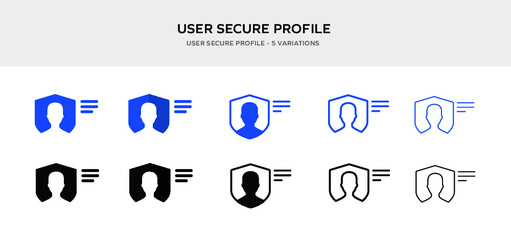 A set of user profile secure icons, five variations, clean concept, protect user profile