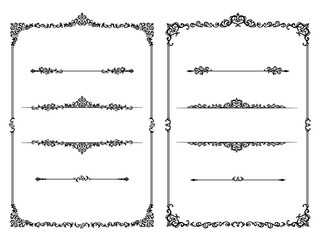 洋風のクラシカルな装飾フレームと仕切り線のセット - obrazy, fototapety, plakaty
