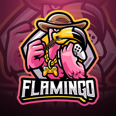 Flamingo games esport mascot logo design © Visink.art