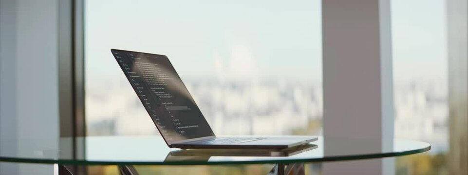 Software Engineering and programming concept. Premium class Laptop with programming language software.