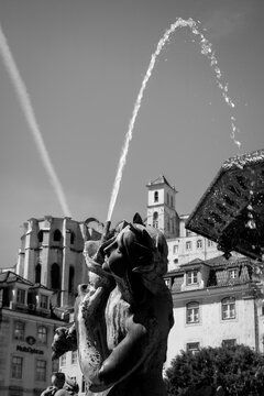detalle de una fuente de la plaza de Lisboa