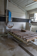 in the stonemason store there is a big circular saw to cut stones
