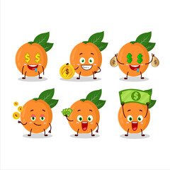 Grapefruit cartoon character with cute emoticon bring money