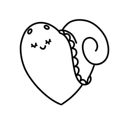 black outline smiling heart - snail