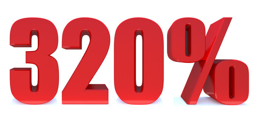320 Percent off 3d Sign on White Background, Special Offer 320% Discount Tag, Sale Up to 320 Percent Off,big offer, Sale, Special Offer Label, Sticker, Tag, Banner, Advertising, offer. 