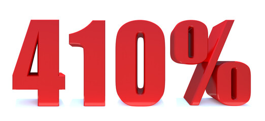 410 Percent off 3d Sign on White Background, Special Offer 410% Discount Tag, Sale Up to 410 Percent Off,big offer, Sale, Special Offer Label, Sticker, Tag, Banner, Advertising, offer. 