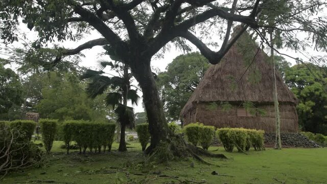 Traditional thatched house in the South Pacific 