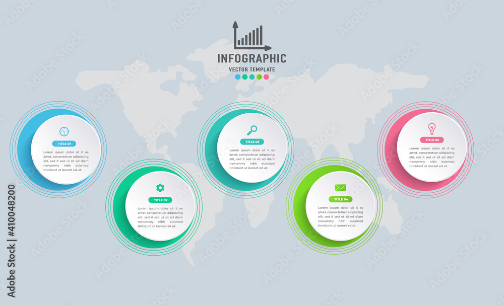 Poster vector step infographic chart design with icons and 5 options or steps. template for business, prese