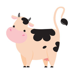 Cute Baby Cow, Adorable Funny Farm Animal Cartoon Character Vector Illustration