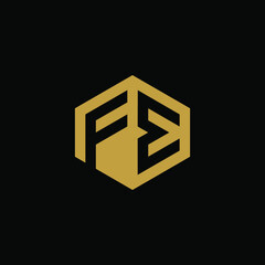 Initial letter FE hexagon logo design vector