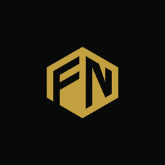 Initial letter FN hexagon logo design vector