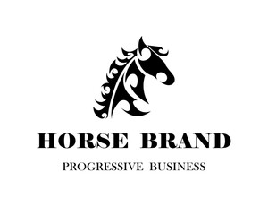 Line art vector logo of horse head. Suitable for use as logo.