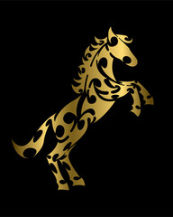 Line art vector of horse with front legs raised. Suitable for use as decoration or logo.