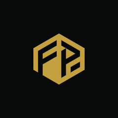 Initial letter FP hexagon logo design vector