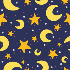 Fototapeta premium seamless pattern with stars and moon