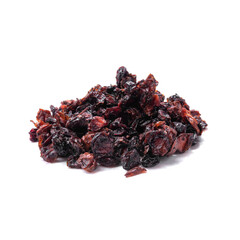 Dried viburnum berries. White background. Isolated. Close-up.