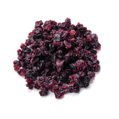 Dried lingonberries. White background. Isolated. Close-up. View from above.