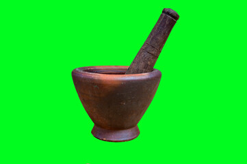 Mortar and pestle with green background