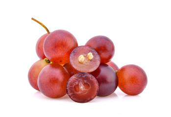 red grapes isolated on white background.